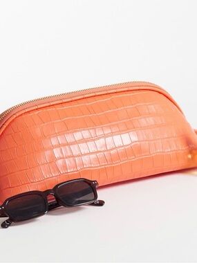ASOS DESIGN Orange Croc Clutch (Brand New, Never Used)